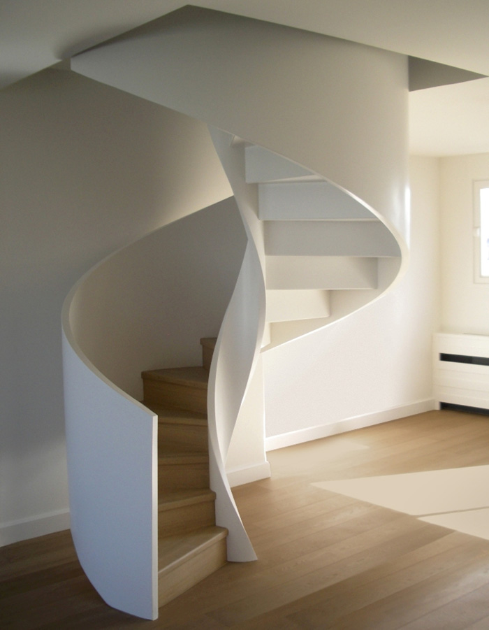 White Spiral wood staircase modern design