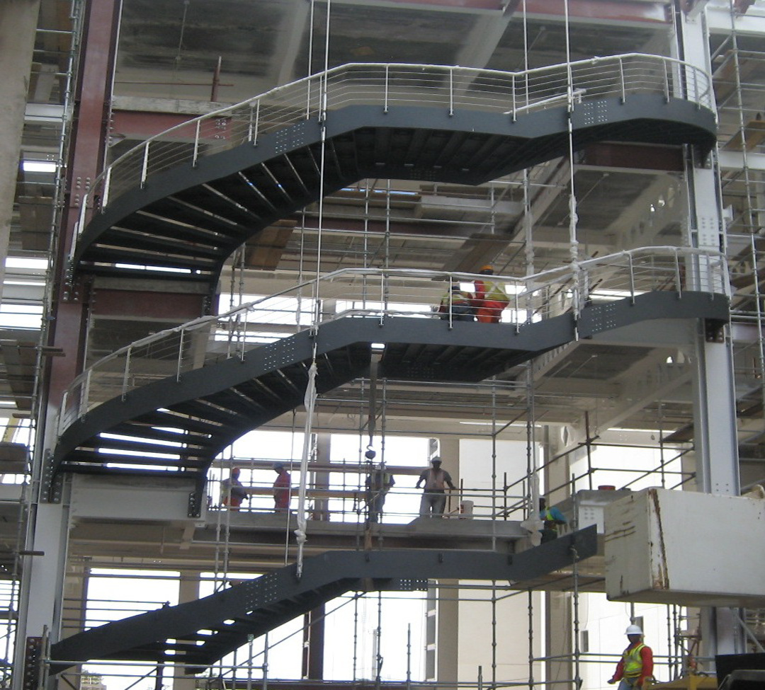 Three-story curved stair