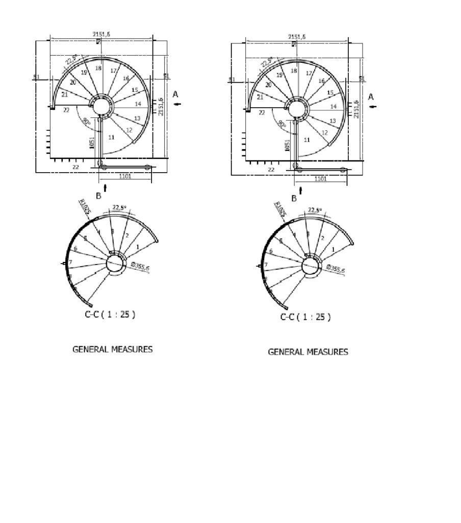 Spiral Stairs Design Drawing