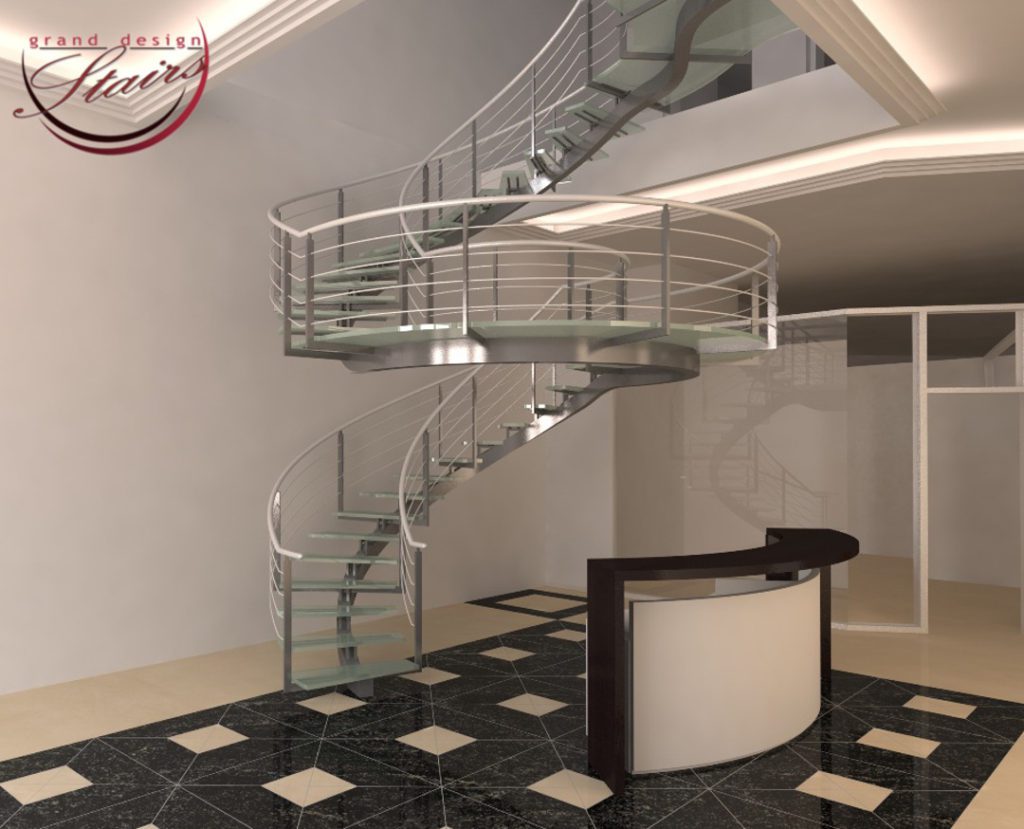 Stainless steel glass staircase