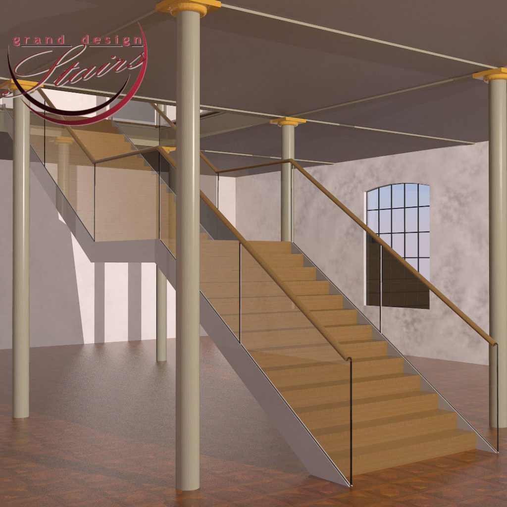 Commercial Staircase with glass railing Stairs Visuals 