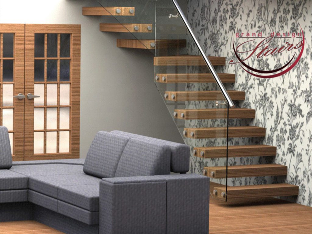 cantilever stair glass railing Stairs Visuals 3D-Staircases Renderings
