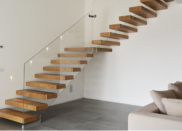Cantilever Floating Staircase Glass balustrade