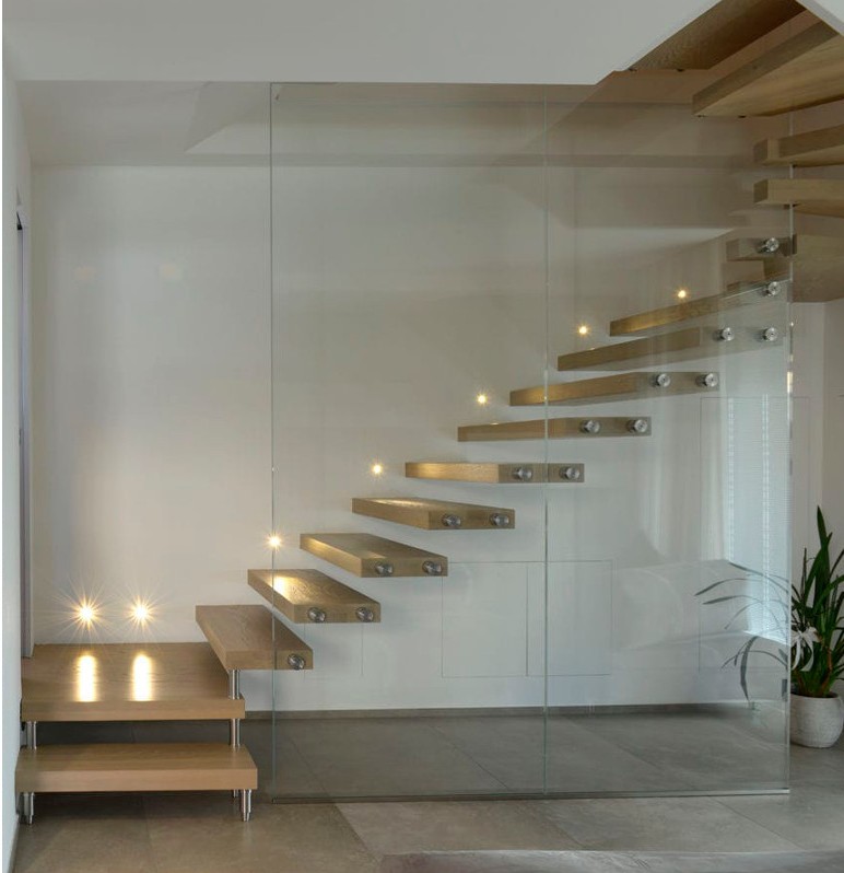 Cantilever Staircase Glass railing How do Floating Staircases work?