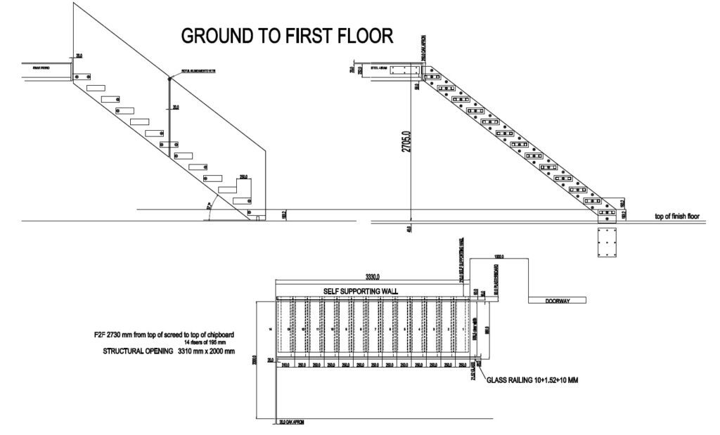 Cantilever staircase drawing