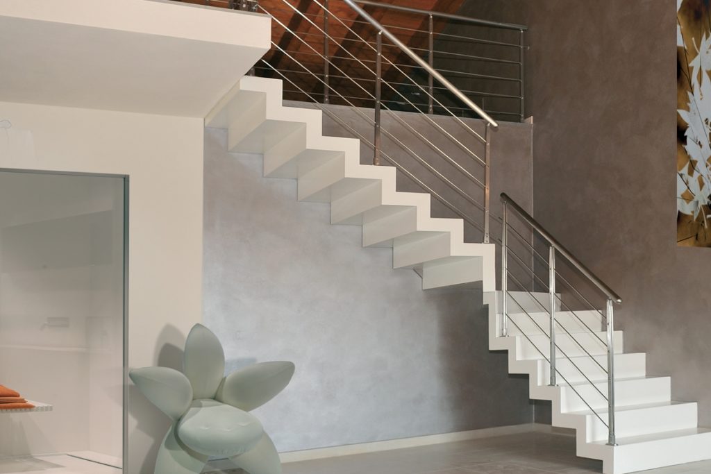 zig zag staircase white stained
