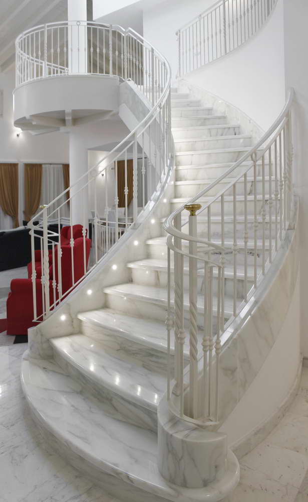 White marble helical staircase