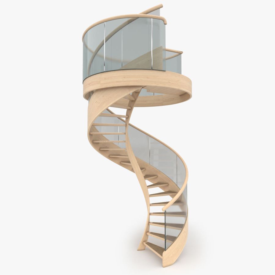 Wood and Glass spiral staircase 