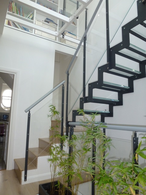 framed glass steps and railing