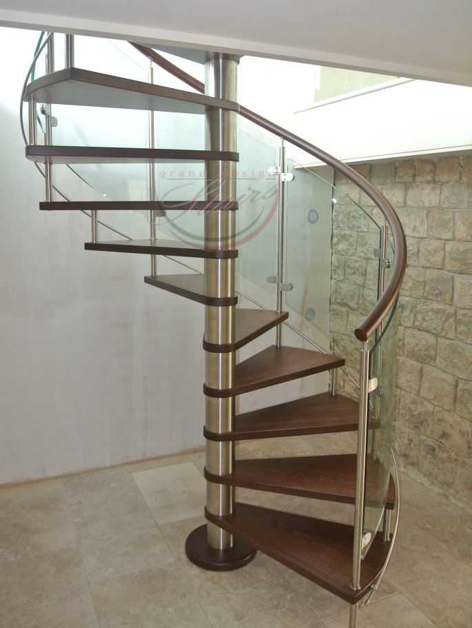 oak & glass spiral staircase