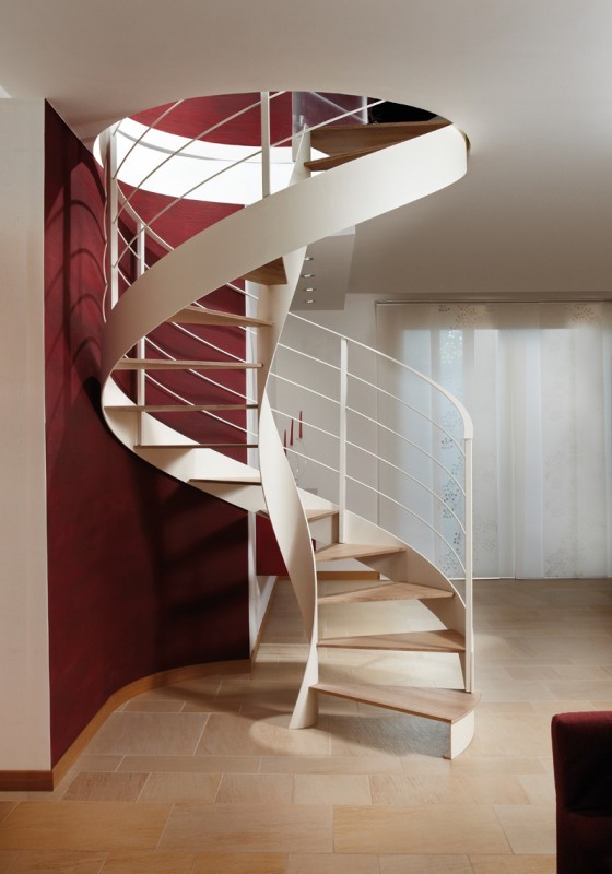 twisted white ribbon spiral staircase