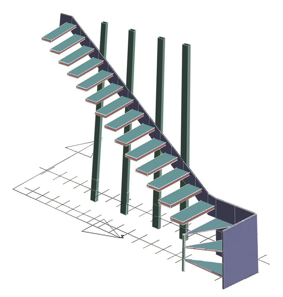 Floating staircase structural details