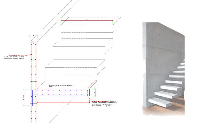floating staircase structural details