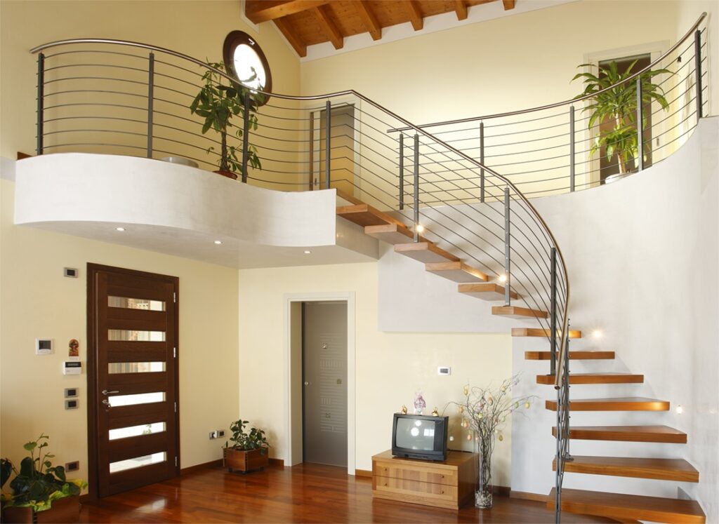 curved floating staircase