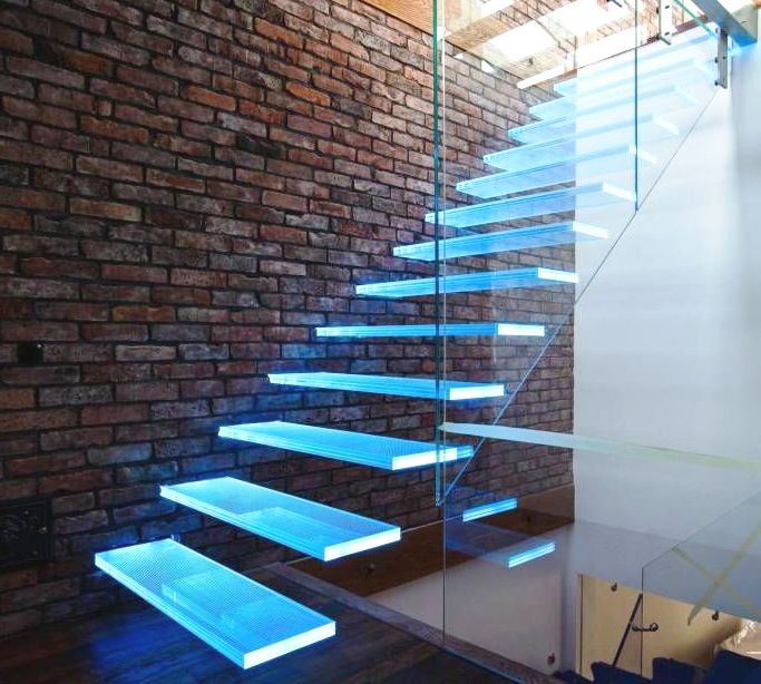 glass steps led lights