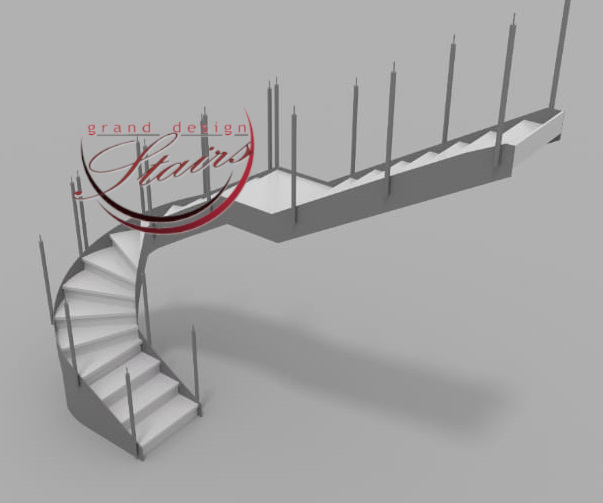 curved staircase 3D model