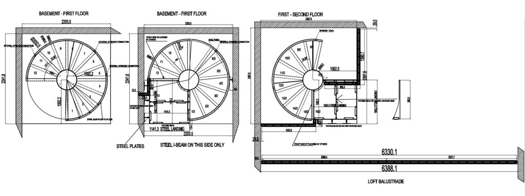 Spiral Staircase drawings and 3D model