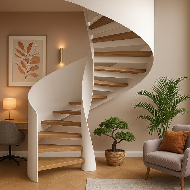 white spiral staircase