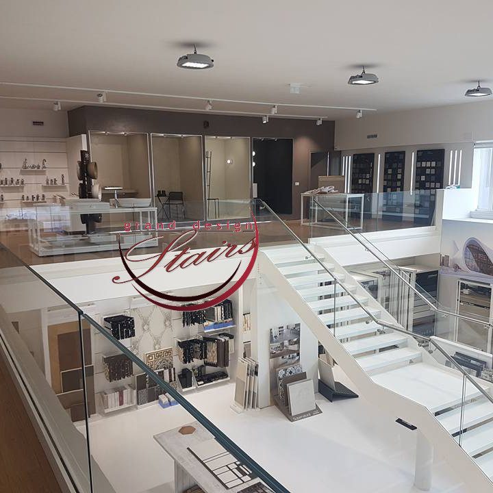 White Steel Staircase for Interior Design Showroom