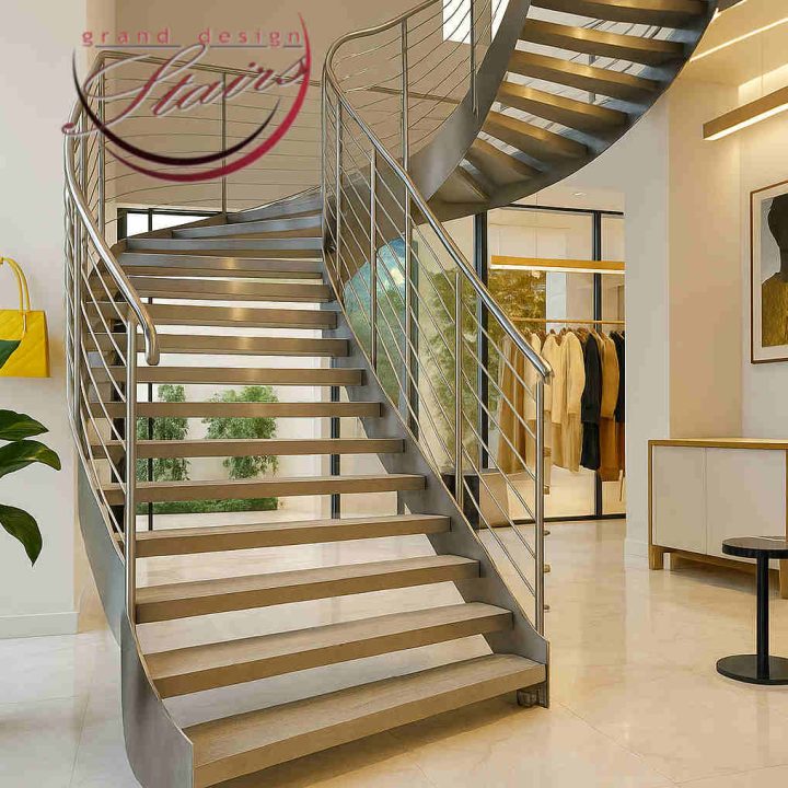 curved stainless steel staircase grand design stairs projects